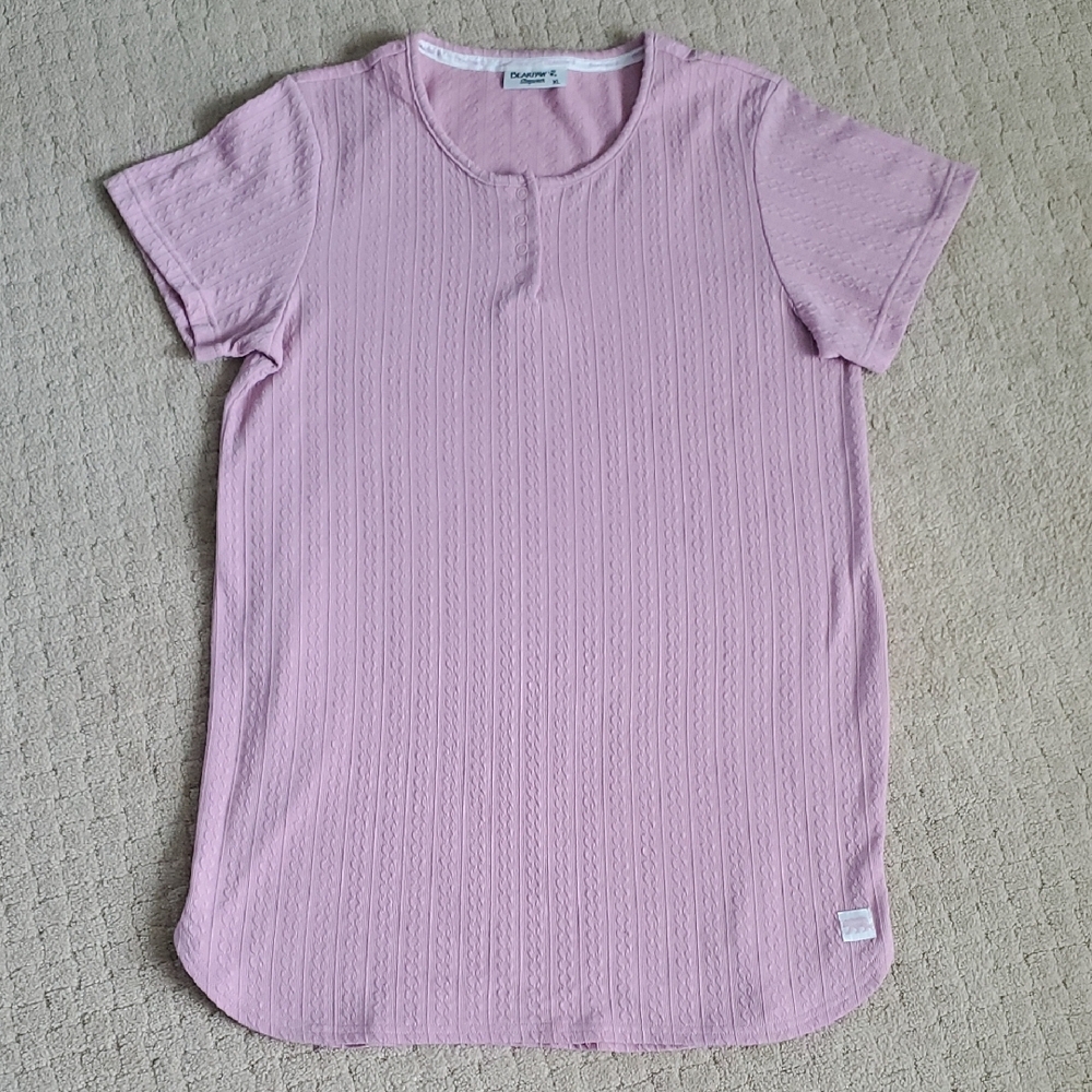 BearPaw Pink Short Sleeve Pajama Top Dress